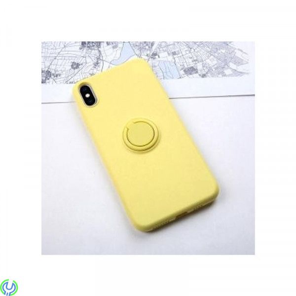 Mjuk silikonfodral för iPhone XS Max, Gul, Mjuk silikonfodral för iPhone XS Max med stand magnetisk ring hållare., Mobilskal/ La