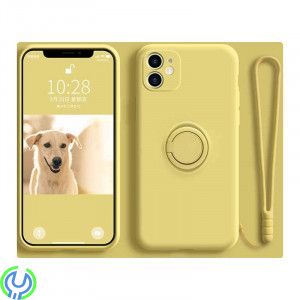 Mjuk silikonfodral för iPhone XS Max, Gul, Mjuk silikonfodral för iPhone XS Max med stand magnetisk ring hållare., Mobilskal/ La