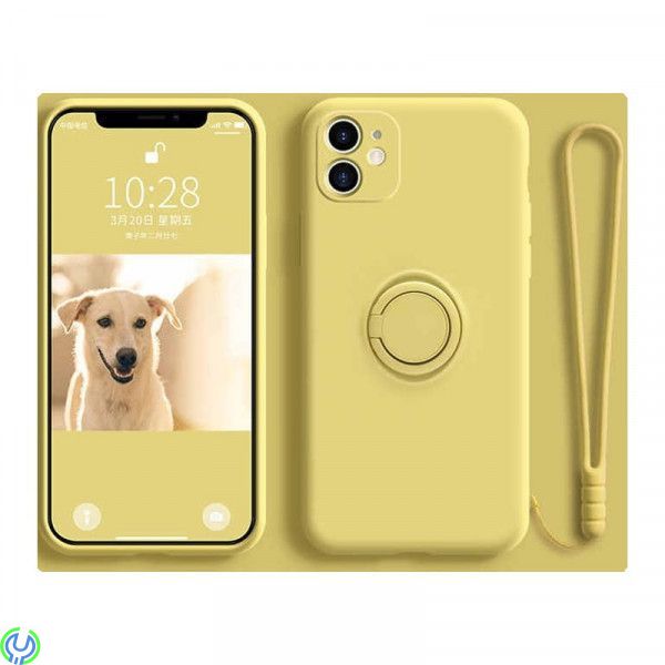 Mjuk silikonfodral för iPhone XS Max, Gul, Mjuk silikonfodral för iPhone XS Max med stand magnetisk ring hållare., Mobilskal/ La