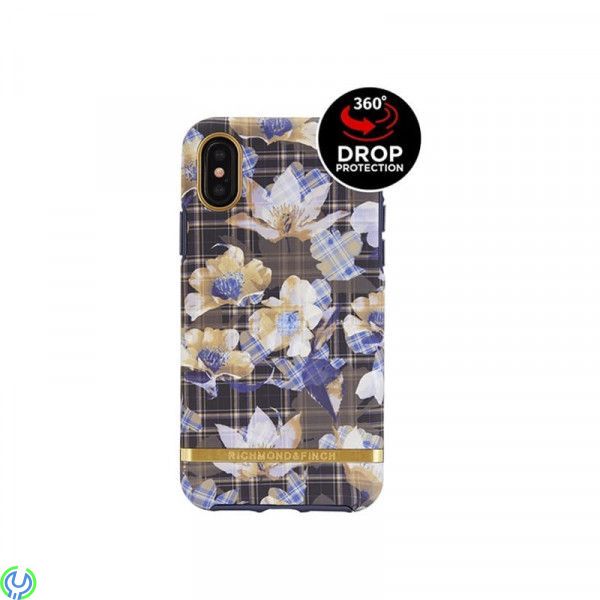 Richmond & Finch FLORAL CHECKED, IPHONE X/XS, Vårt skotskrutigt blommiga skal är krispigt vackert med silkeslent mönster., iPhon