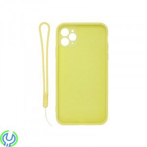 Mjuk silikonfodral för iPhone 11 Pro Max, Gul, Mjuk silikonfodral för iPhone 11 Pro Max med magnetisk ring hållare inkl. band., 