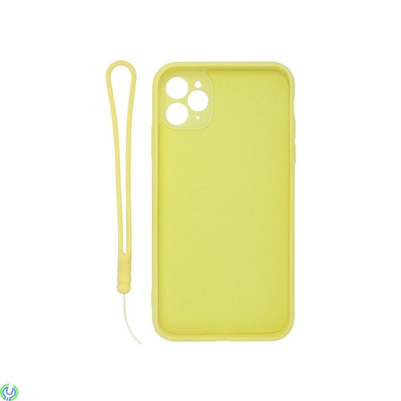 Mjuk silikonfodral för iPhone 11 Pro Max, Gul, Mjuk silikonfodral för iPhone 11 Pro Max med magnetisk ring hållare inkl. band., 