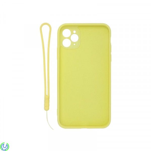 Mjuk silikonfodral för iPhone 11 Pro Max, Gul, Mjuk silikonfodral för iPhone 11 Pro Max med magnetisk ring hållare inkl. band., 