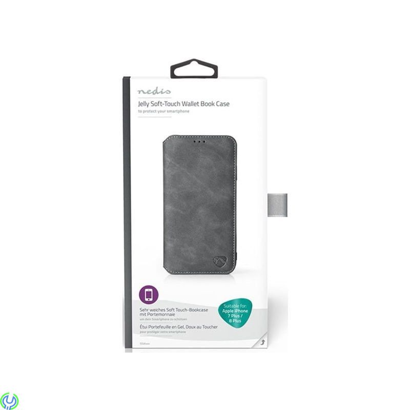 iPhone 7/8 Plus Soft-Touch Plånboksfodral, Soft-Touch Plånboksfodral med Formbar Gel för iPhone 7/8 Plus, Svart, Mobilskal/ Ladd