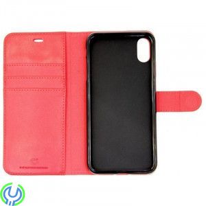 iPhone XS MAX 2 i 1 Magnet Mobilfodral äkta Läder, 2 i 1 Magnet Mobilfodral äkta Läder för iPhone XS MAX, Röd, iPhone X modeller