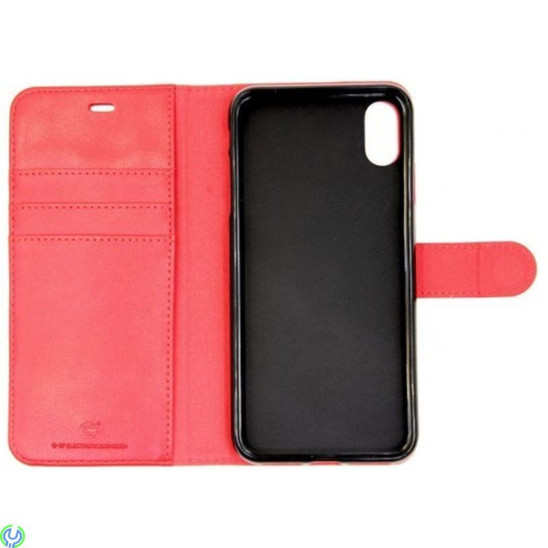 iPhone XS MAX 2 i 1 Magnet Mobilfodral äkta Läder, 2 i 1 Magnet Mobilfodral äkta Läder för iPhone XS MAX, Röd, iPhone X modeller