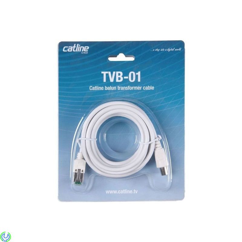 Catline balun transform TVB-01 RJ45-hane till IEC-hane 2m, Televes TVB-01 RJ45-hane till IEC-hane 2m TV över CAT-kabel, Hem & Hu