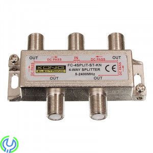 Professionell fördelare för satellitsignal (4-väg), FC-4SPLT-ST-KN KÖNIG - F-FÖRDELARE SATELLIT, Fördelare, , König