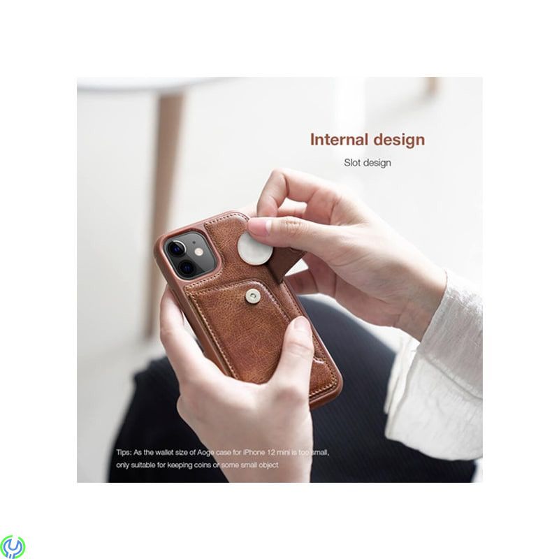 Nillkin Aoge Läderfodral För iPhone 12 mini Brown, Nillkin Aoge Läderfodral, iPhone 12 modeller, , Nillkin