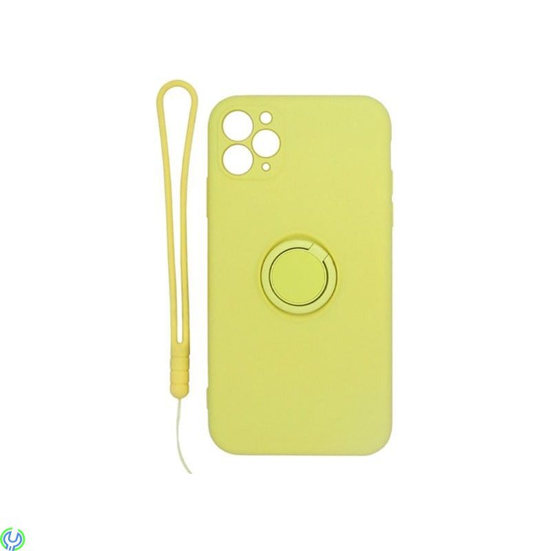 Mjuk silikonfodral för iPhone 11, Gul, Mjuk silikonfodral för iPhone 11 med stand magnetisk ring hållare., iPhone 11 modeller, ,