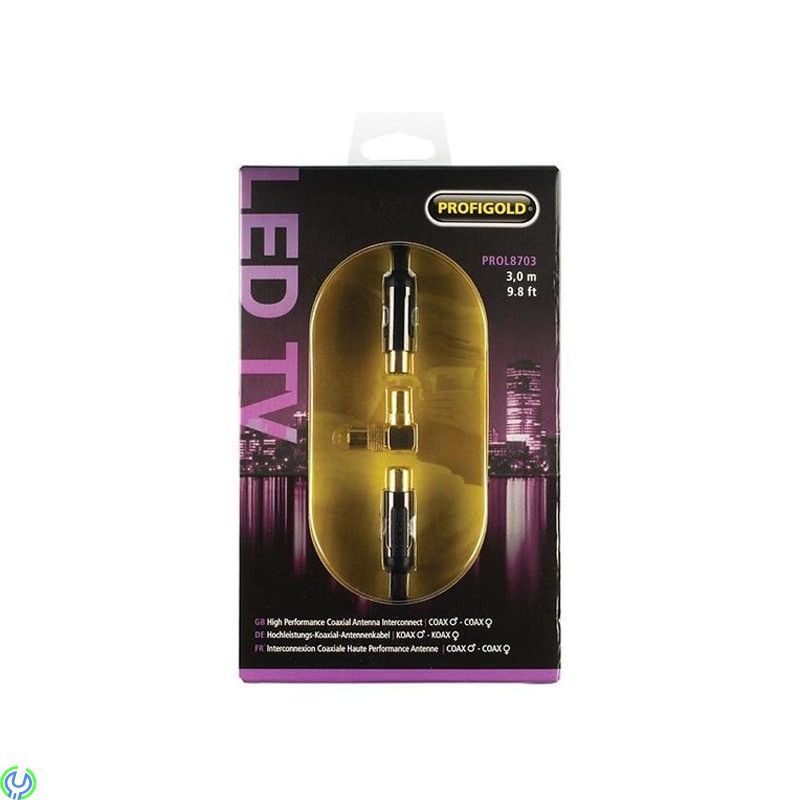 Profigold High Performance Antenna Interconnect 3.00 m, Profigold Koaxialkabel Koax Hane - Koax Hona Rak 3.00 m Antracit., Parab