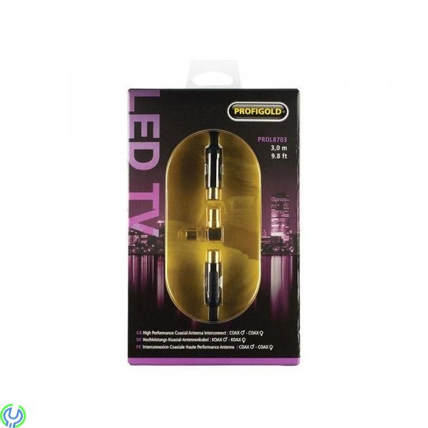 Profigold High Performance Antenna Interconnect 3.00 m, Profigold Koaxialkabel Koax Hane - Koax Hona Rak 3.00 m Antracit., Parab