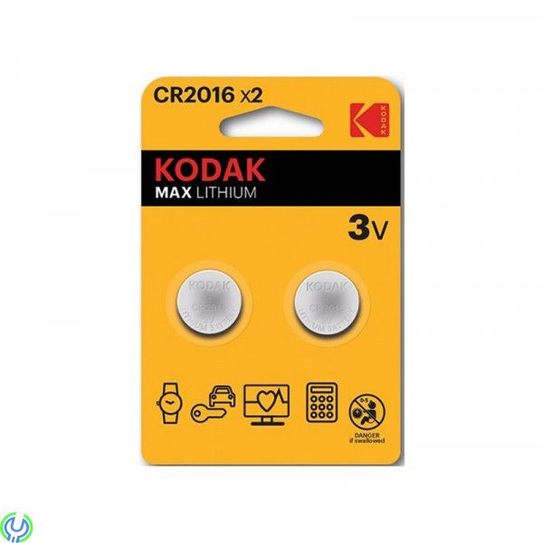 Kodak Max lithium CR2016 battery (2 pack), Kodak Max Lithium 3V CR2016, 2 st, Batterier, , Kodak