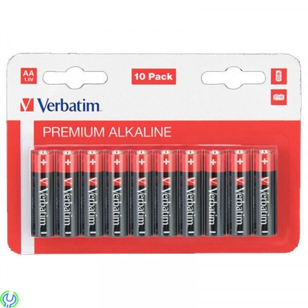 Verbatim AA Alkaliska Batterier, 1,5V, 10 pack, Verbatim AA Alkaliska Batterier, 1,5V, 10 pack, Alkaliska Batterier, , Verbatim