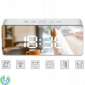 Spegel Digital klocka Elektronisk Led / Termometer, Spegel Digital Clock Elektronisk Led / Alarm Clock / Thermometer vit


, 