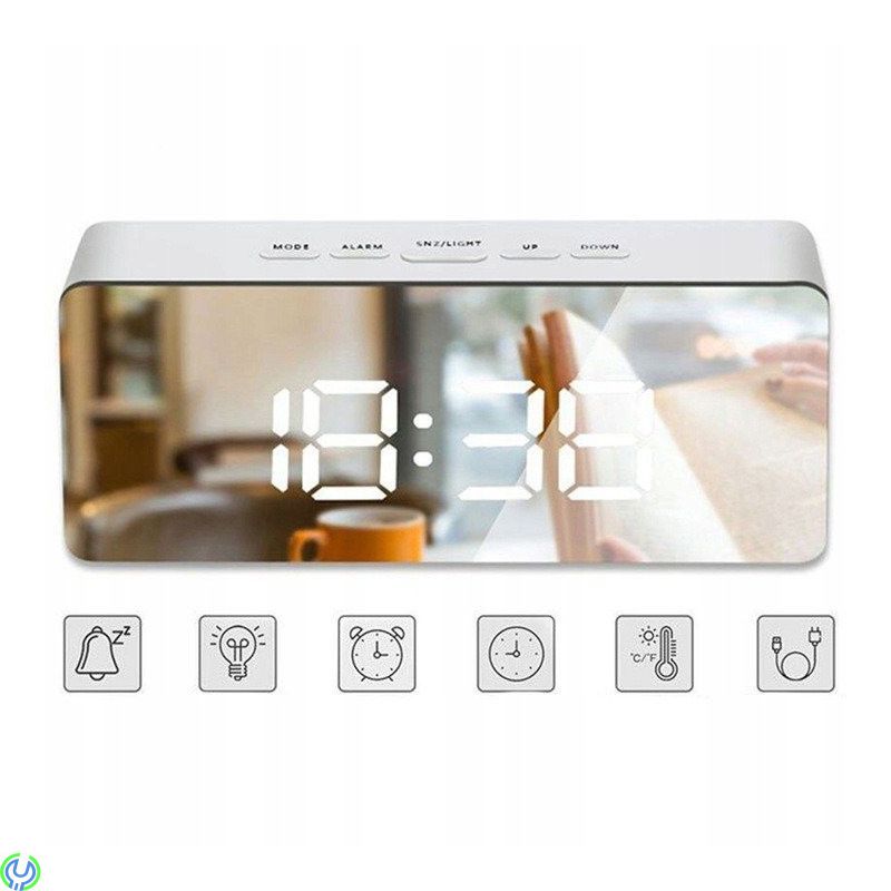 Spegel Digital klocka Elektronisk Led / Termometer, Spegel Digital Clock Elektronisk Led / Alarm Clock / Thermometer vit


, 