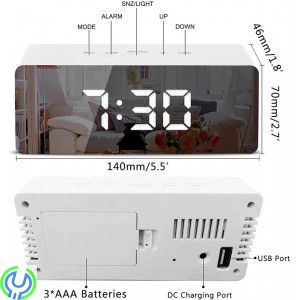Spegel Digital klocka Elektronisk Led / Termometer, Spegel Digital Clock Elektronisk Led / Alarm Clock / Thermometer vit


, 