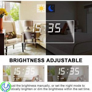 Spegel Digital klocka Elektronisk Led / Termometer, Spegel Digital Clock Elektronisk Led / Alarm Clock / Thermometer vit


, 