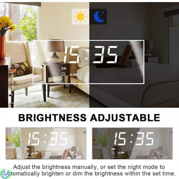 Spegel Digital klocka Elektronisk Led / Termometer, Spegel Digital Clock Elektronisk Led / Alarm Clock / Thermometer vit


, 