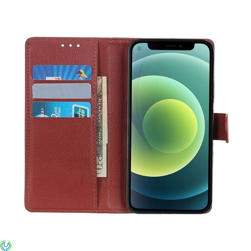 Flip Stand Läder Plånboksfodral till iPhone 13 Mini Brown, Flip Stand Läder Plånboksfodral till iPhone 13 Mini Brown, iPhone 13 