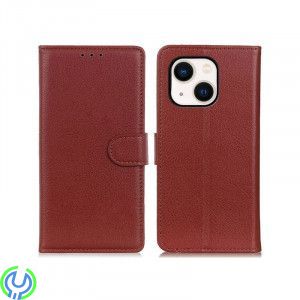 Flip Stand Läder Plånboksfodral till iPhone 13 Mini Brown, Flip Stand Läder Plånboksfodral till iPhone 13 Mini Brown, iPhone 13 