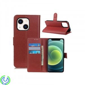 Flip Stand Läder Plånboksfodral till iPhone 13 Mini Brown, Flip Stand Läder Plånboksfodral till iPhone 13 Mini Brown, iPhone 13 