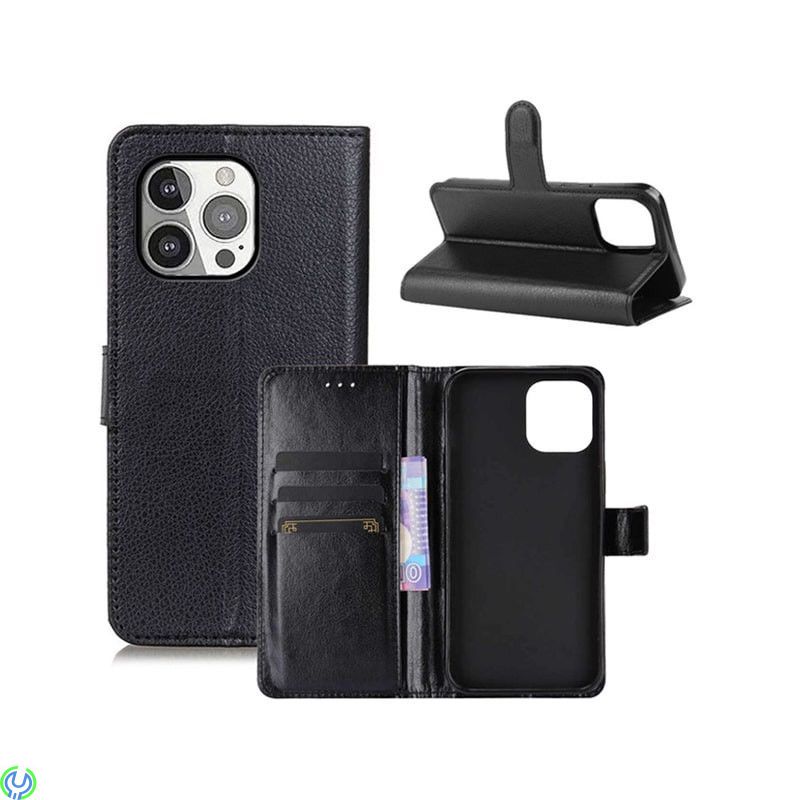 Läder Plånboksfodral Till iPhone 13 Pro Svart, Läder Plånboksfodral., iPhone 13 Pro, , RVELON