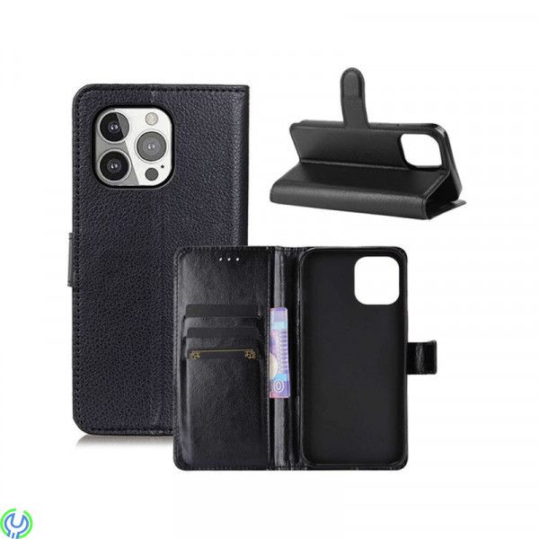 Läder Plånboksfodral Till iPhone 13 Pro Svart, Läder Plånboksfodral., iPhone 13 Pro, , RVELON