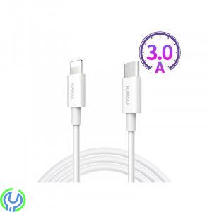 USB Kabel typ C till iPhone Lightning 3A, Kabel 3A 1 m USB typ C till iPhone Lightning KAKU dataladdningskabel vit., Kablar & La