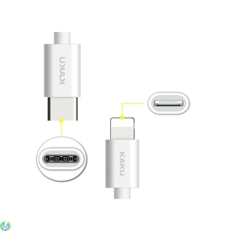USB Kabel typ C till iPhone Lightning 3A, Kabel 3A 1 m USB typ C till iPhone Lightning KAKU dataladdningskabel vit., Kablar & La