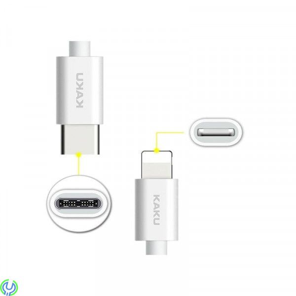 USB Kabel typ C till iPhone Lightning 3A, Kabel 3A 1 m USB typ C till iPhone Lightning KAKU dataladdningskabel vit., Kablar & La