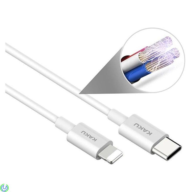 USB Kabel typ C till iPhone Lightning 3A, Kabel 3A 1 m USB typ C till iPhone Lightning KAKU dataladdningskabel vit., Kablar & La