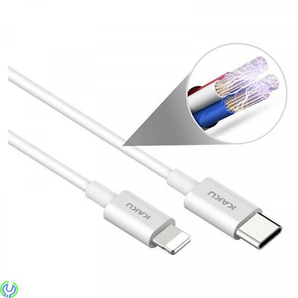 USB Kabel typ C till iPhone Lightning 3A, Kabel 3A 1 m USB typ C till iPhone Lightning KAKU dataladdningskabel vit., Kablar & La