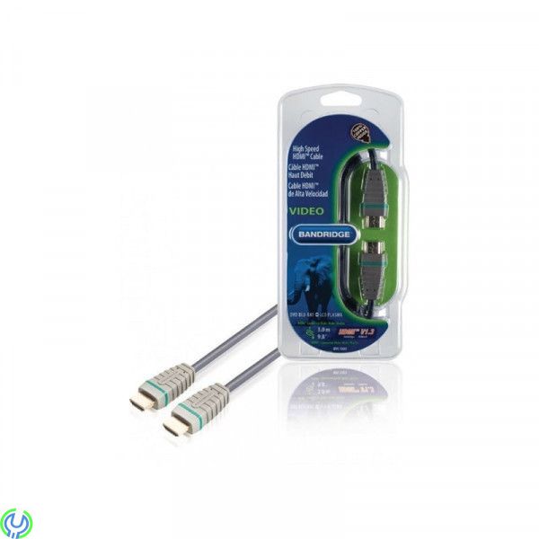 Bandridge HDMI - HDMI High Speed 2m, Digital AV-anslutning för anslutning av en DVD- eller annan enhet till en HD-TV., Mellandag