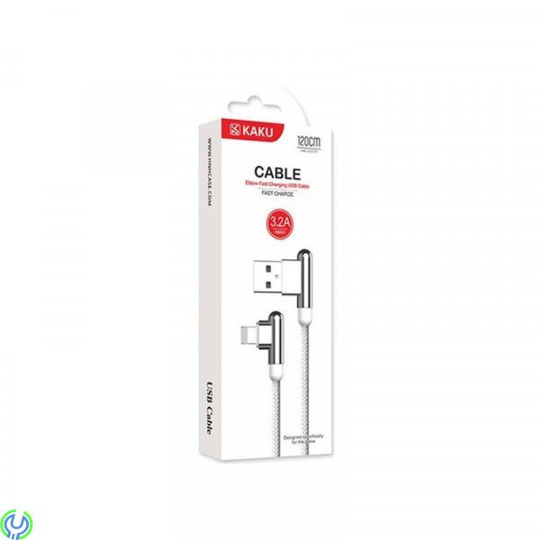 90° Vinkel Kabel 3,2A 1,2m iPhone Lightning KAKU vit, KAKU 90° Vinkel Kabel 3,2A 1,2m iPhone Lightning, vit, Lightning, , KAKU