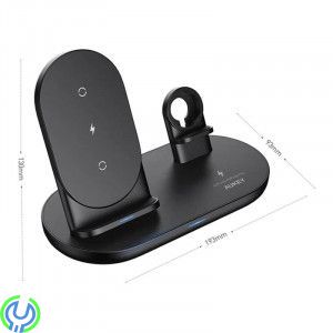 AUKEY LC-A3 Aircore 3-in-1 Trådlös Laddställ - Svart, AUKEY LC-A3-WT, inomhus, USB, Trådlös laddning, 1,2 m, Svart, iPhone 11 mo