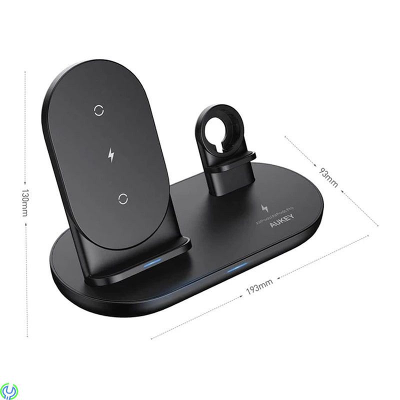 AUKEY LC-A3 Aircore 3-in-1 Trådlös Laddställ - Svart, AUKEY LC-A3-WT, inomhus, USB, Trådlös laddning, 1,2 m, Svart, iPhone 11 mo