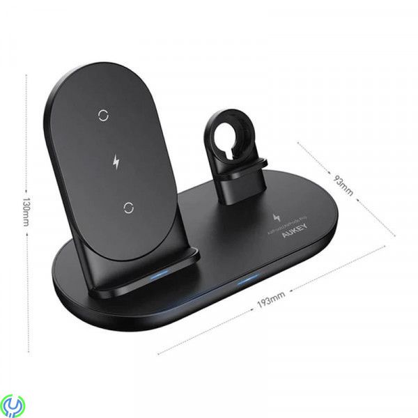 AUKEY LC-A3 Aircore 3-in-1 Trådlös Laddställ - Svart, AUKEY LC-A3-WT, inomhus, USB, Trådlös laddning, 1,2 m, Svart, iPhone 11 mo