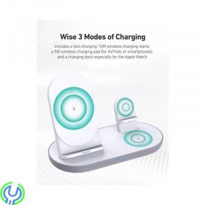 AUKEY LC-A3 Aircore 3-in-1 Trådlös Laddställ - Vit, 3-in-1 Trådlös Laddställ för iPhone, AirPods & Apple Watch, Trådlösa, , AUKE