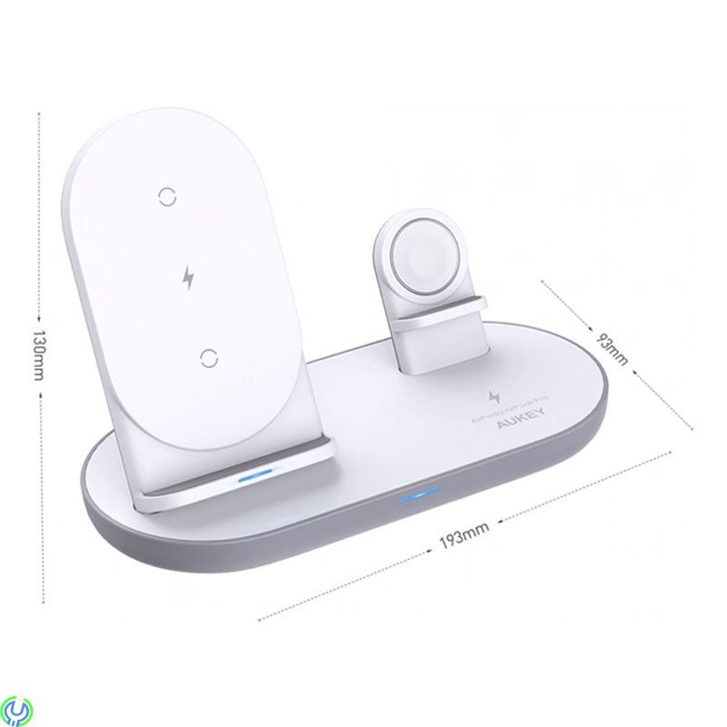 AUKEY LC-A3 Aircore 3-in-1 Trådlös Laddställ - Vit, 3-in-1 Trådlös Laddställ för iPhone, AirPods & Apple Watch, Trådlösa, , AUKE