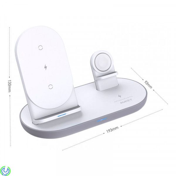 AUKEY LC-A3 Aircore 3-in-1 Trådlös Laddställ - Vit, 3-in-1 Trådlös Laddställ för iPhone, AirPods & Apple Watch, Trådlösa, , AUKE