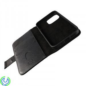 Plånbok fodral i äkta läder för iPhone 13 Pro Max Midnight Black, Plånbok i äkta läder., iPhone 13 modeller, , RVELON