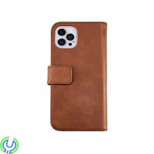 Plånbok fodral i äkta läder för iPhone 13 Pro Brun, Plånbok i äkta läder., iPhone 13 Pro, , RVELON