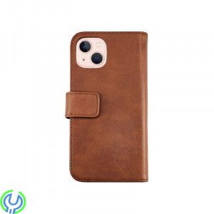 Plånbok fodral i äkta läder för iPhone 13 Brun, Plånbok i äkta läder., iPhone 13 modeller, , RVELON