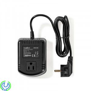 Strömomvandlare, Transformator  230-110V 100W, Anslut 110 V AC-enheter (amerikanska) till ett (europeiskt) elnät på 230 V AC, Tr