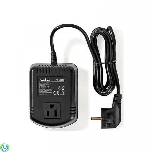 Strömomvandlare, Transformator  230-110V 100W, Anslut 110 V AC-enheter (amerikanska) till ett (europeiskt) elnät på 230 V AC, Tr