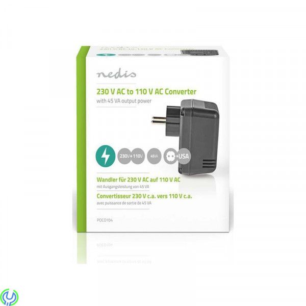 SPÄNNINGSOMVANDLARE 230-110V 45W, Anslut 110 V AC-enheter (amerikanska) till ett (europeiskt) elnät på 230 V AC, Transformator, 