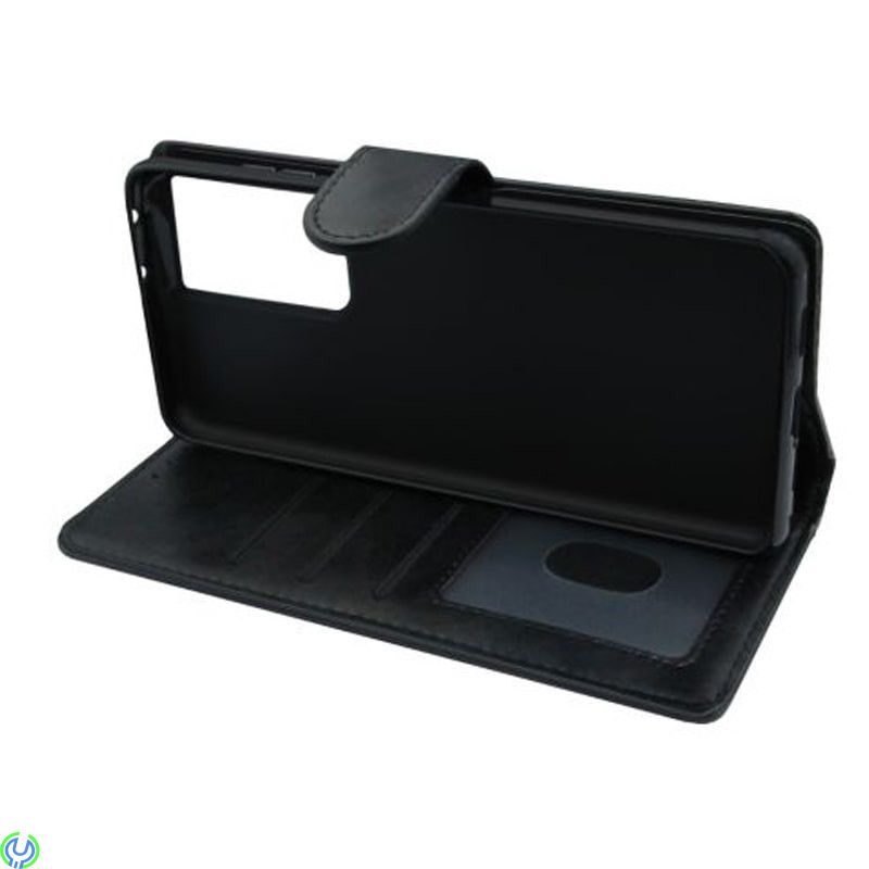 Galaxy S21 Ultra Flip Stand Plånboksfodral i läder Svart, Samsung Galaxy S21 Ultra Flip Stand Plånboksfodral i läder Svart


