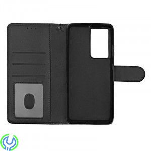 Galaxy S21 Ultra Flip Stand Plånboksfodral i läder Svart, Samsung Galaxy S21 Ultra Flip Stand Plånboksfodral i läder Svart


