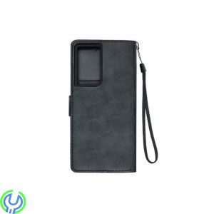 Galaxy S21 Ultra Flip Stand Plånboksfodral i läder Svart, Samsung Galaxy S21 Ultra Flip Stand Plånboksfodral i läder Svart


